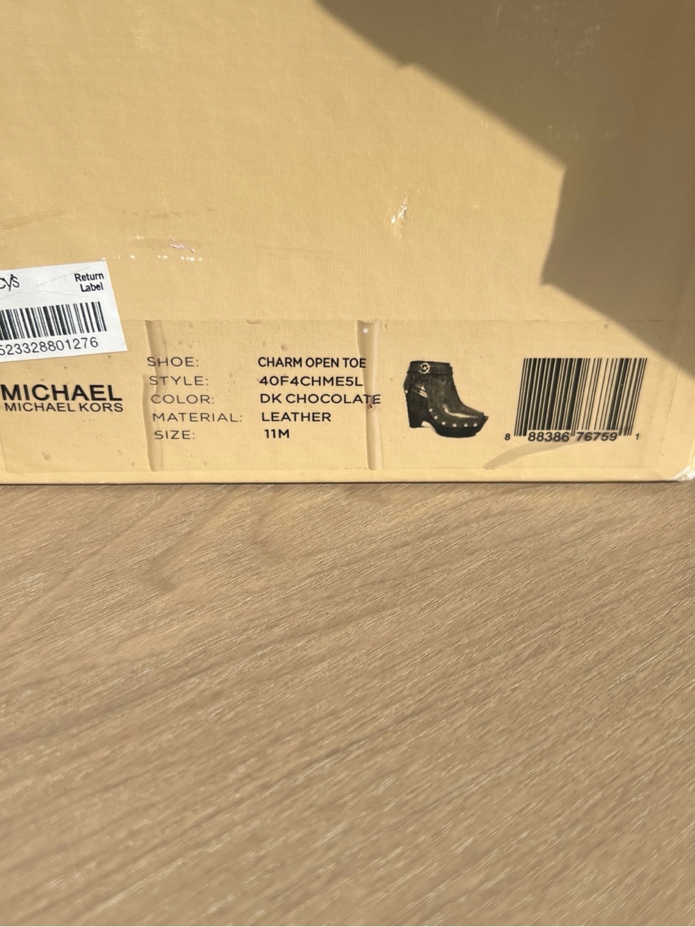 Michael Kors Dark Brown Leather Wedge Ankle Boot with Gold MK Accent - Picture 5 of 5